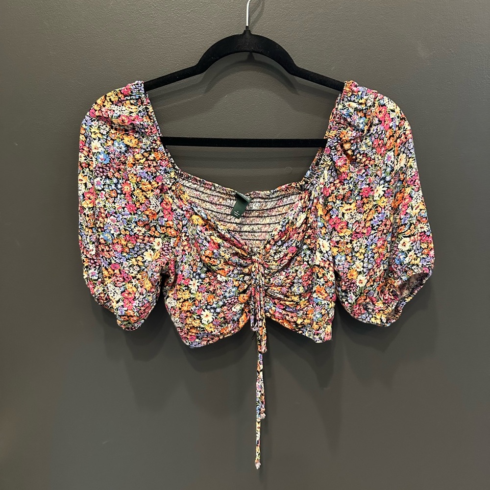 Wild Fable | Ruched Puff Sleeve Crop Top | Boho Top | Small